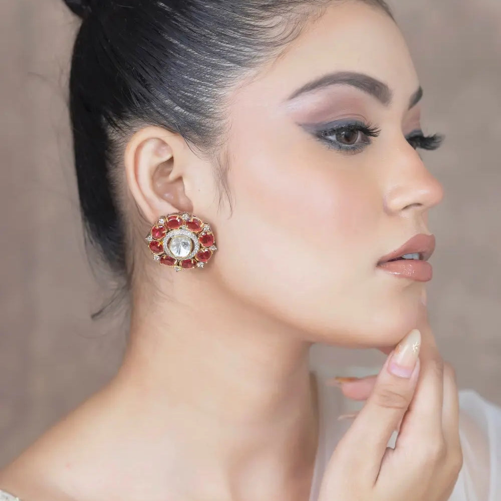 
                      
                        Ruby Polki Studs
                      
                    
