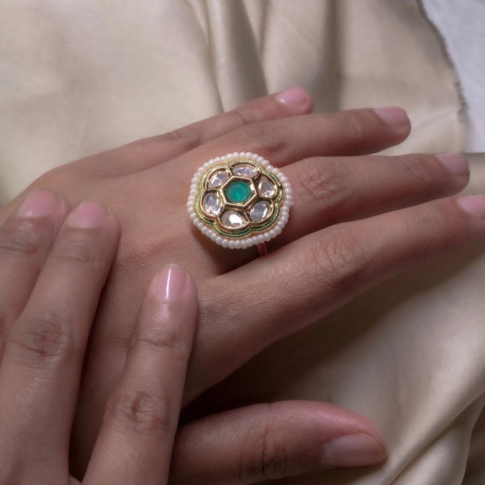 
                      
                        Kundan Floral Ring
                      
                    