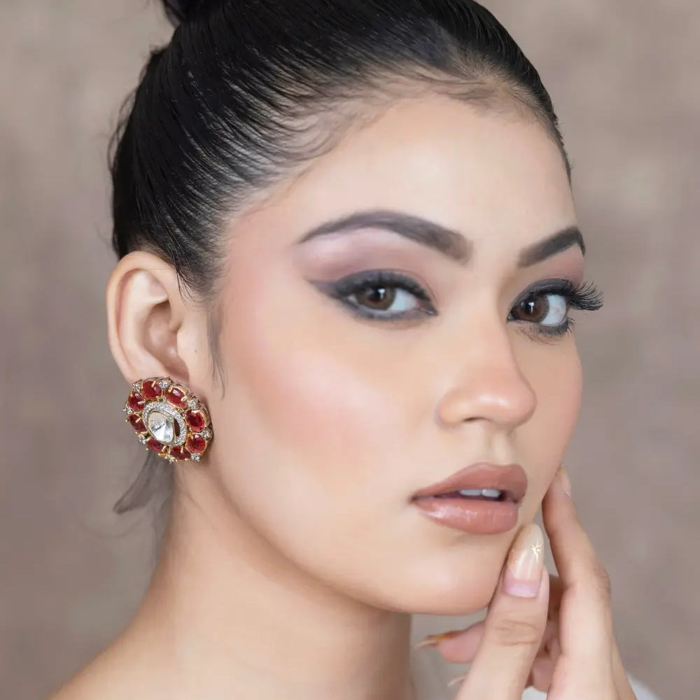 
                      
                        Ruby Polki Studs
                      
                    