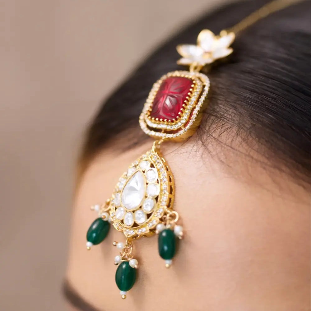 Moissanite Polki Maang Tikka