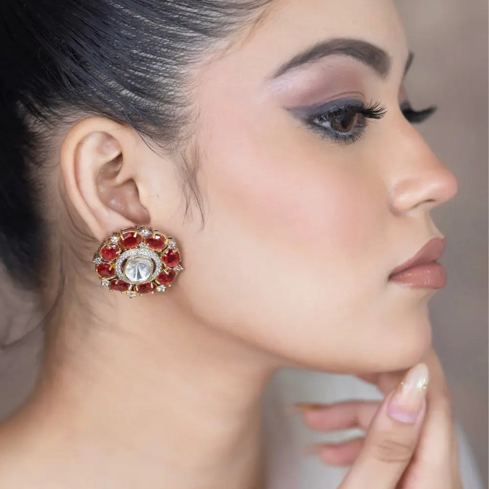 Ruby Polki Studs