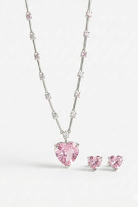 Princess Pink Heart Pendant Necklace