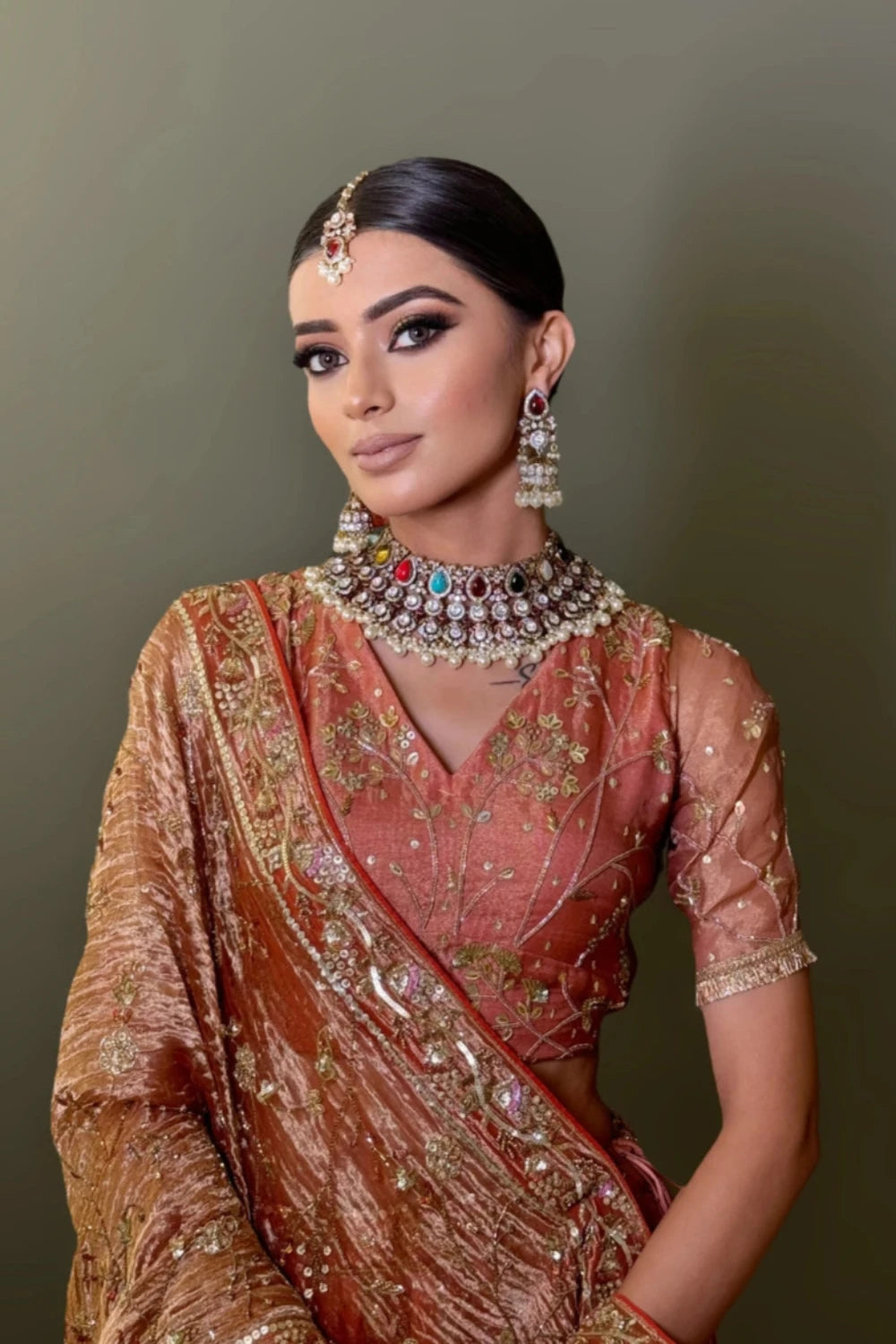 Victorian Navratan Necklace Set - Sultana