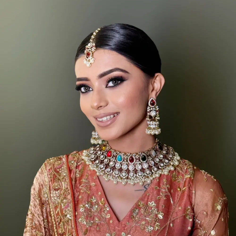 
                      
                        Victorian Navratan Necklace Set
                      
                    
