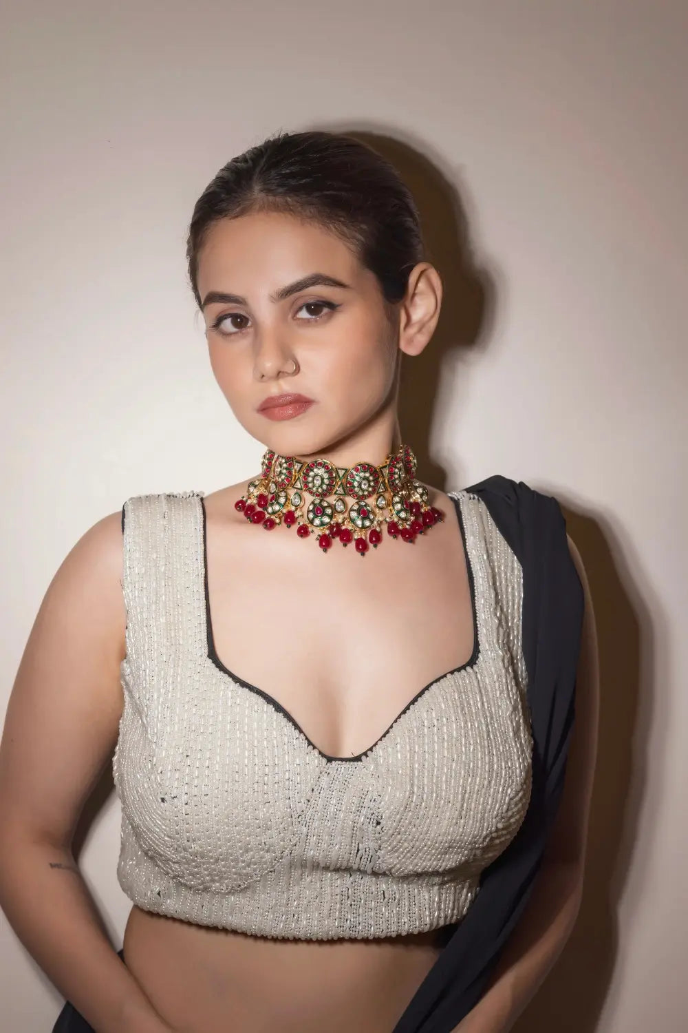 Ruby Polki Choker Necklace Set