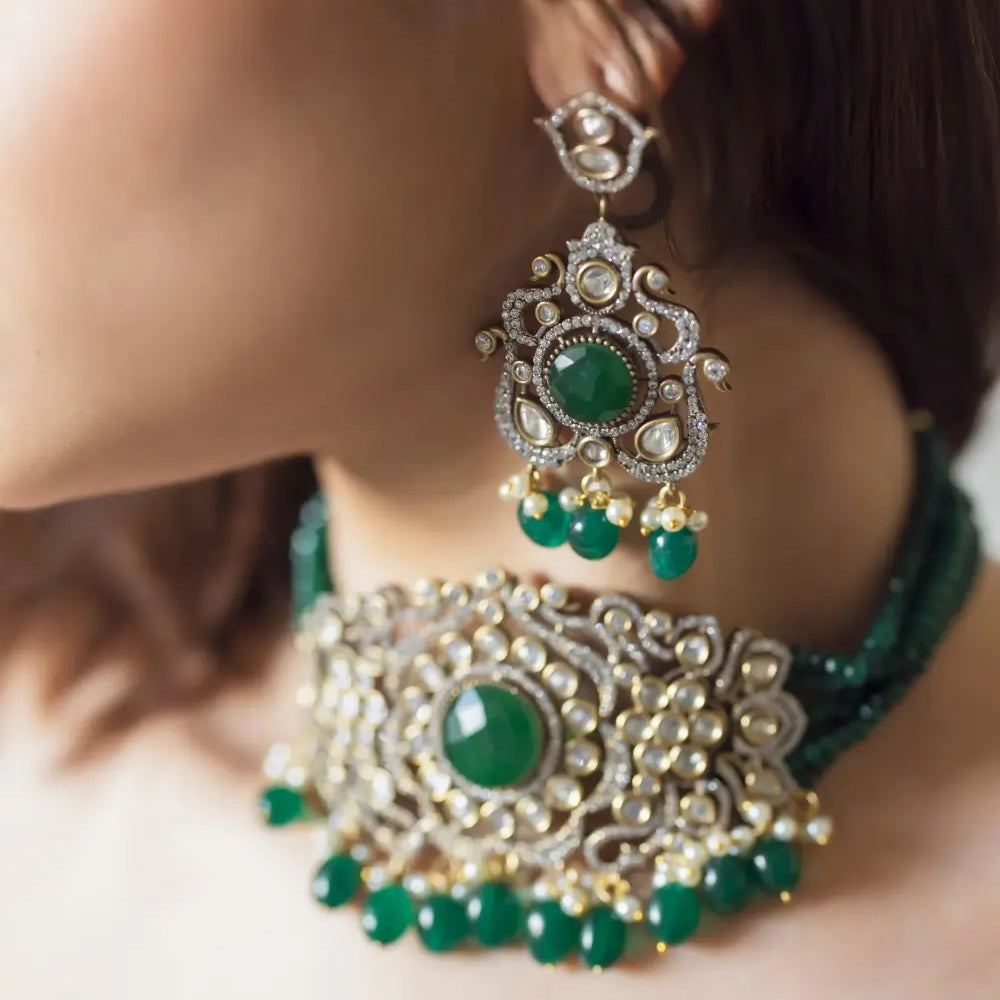 Emerald Victorian Choker Necklace Set
