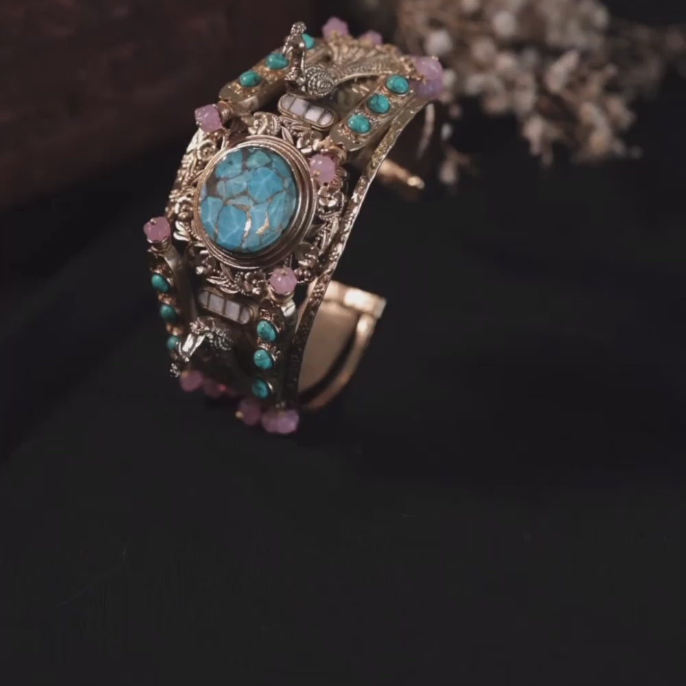 
                      
                        Load and play video in Gallery viewer, Firoza Peacock Oxidised Bracelet
                      
                    